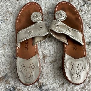 Jack Rogers Metallic Gold Leather Thong Sandals
